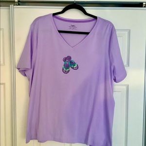 NEW -Ladies - Tapemeasure Sparkle Flip Flop Tee Shirt - Size 1x